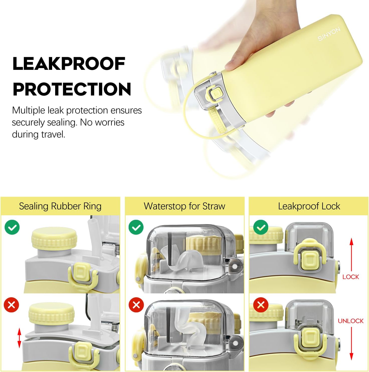 Collapsible Water Bottles, 20oz Silicone Reusable Water Bottle with Straw and Strap, Leakproof Foldable Sports Water Bottle for Travel Camping Running Hiking Gym, BPA Free - Image 4