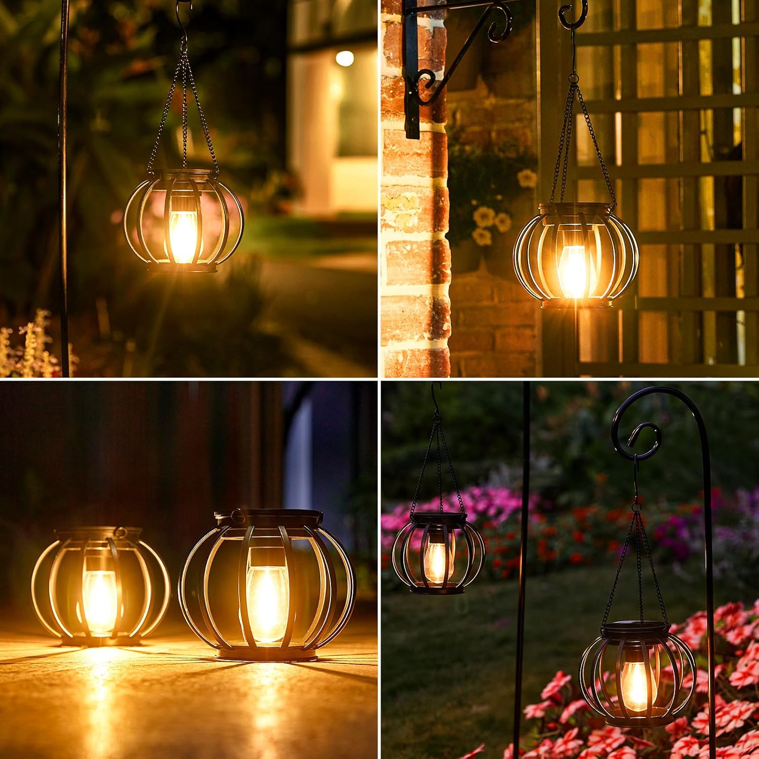 KOOPER Solar Lanterns Outdoor Lights, Upgraded Metal Solar Lantern, Brighter Hanging Solar Lights Outdoor Waterproof, Auto On/Off Solar Light for Yard Garden Patio Pathway Decor 2 Pack - Image 7