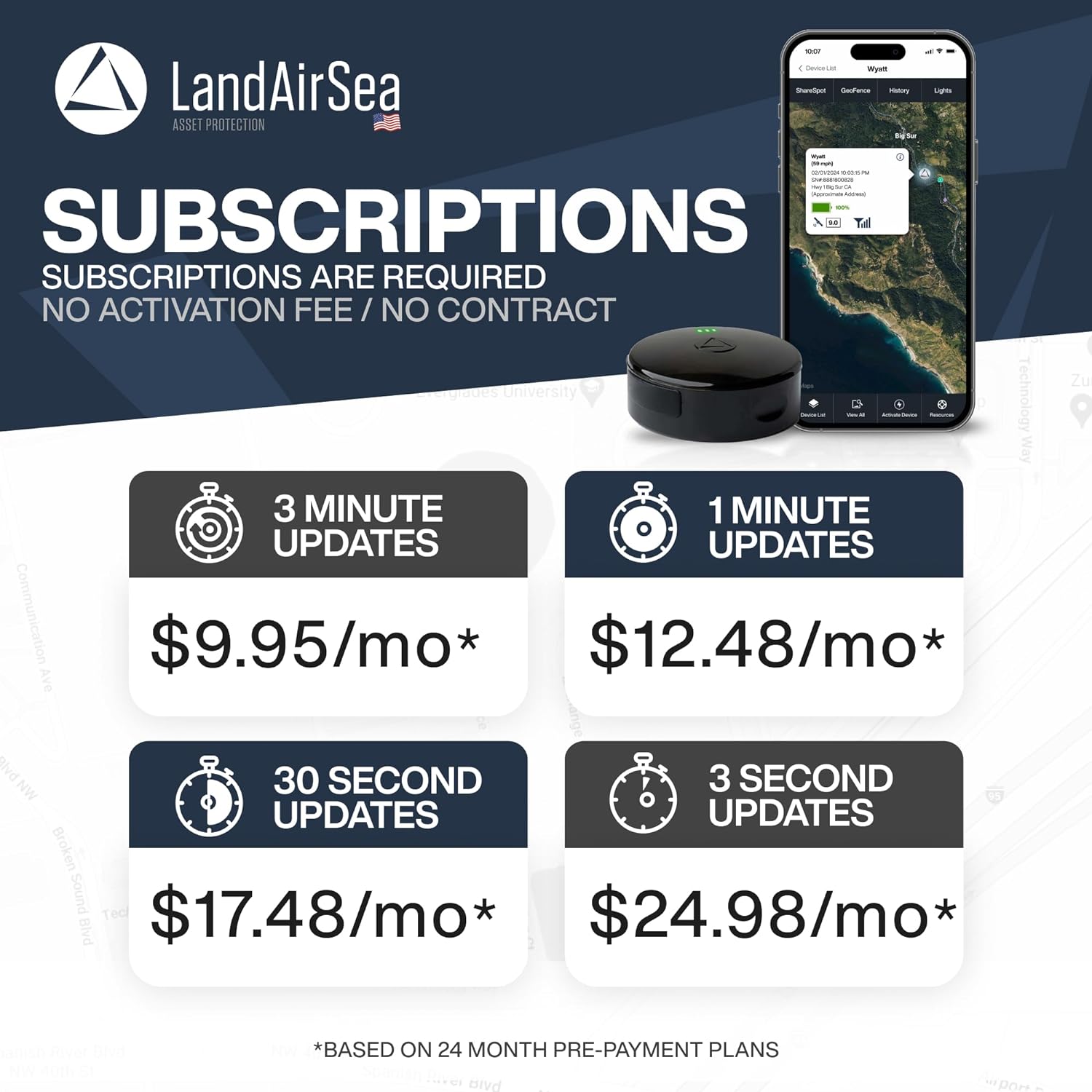 LandAirSea 54 GPS Tracker - Made in the USA from Domestic & Imported Parts. Long Battery, Magnetic, Waterproof, Global Tracking. Subscription Required - Image 5