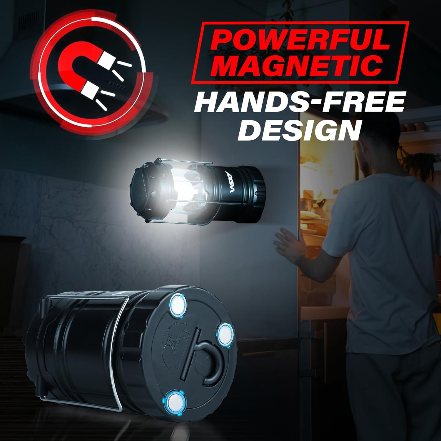 Wsky Solar Camping Lantern 4-Pack - Rechargeable LED Lights, Magnetic Base & Foldable Hanging Hook- Collapsible Lamp Battery Powered Perfect for Power Outages, Hiking, Campsites, Emergencies - Image 3