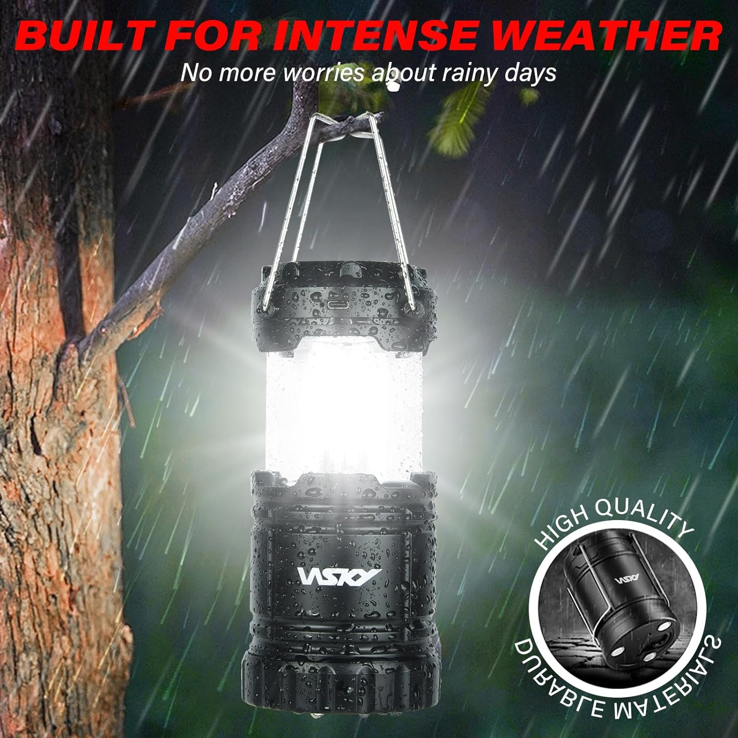 Wsky Solar Camping Lantern 4-Pack - Rechargeable LED Lights, Magnetic Base & Foldable Hanging Hook- Collapsible Lamp Battery Powered Perfect for Power Outages, Hiking, Campsites, Emergencies - Image 8